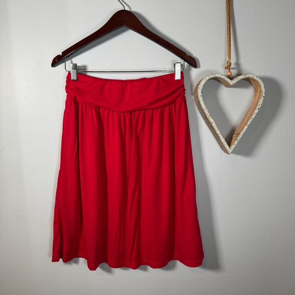 A-Line Mini Soft Jersey Skater Dollette Tomato Girl Balletcore Skirt MEDIUM Red - Picture 5 of 8